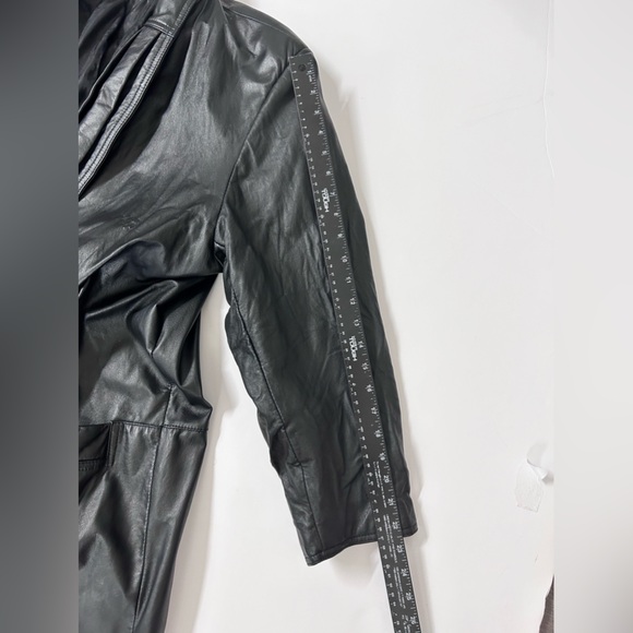 Vintage 80’s Maurices Leather Trench Coat Women's Unisex Size XL Black - Picture 11 of 14